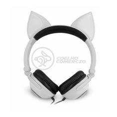 Fone de Ouvido Gatinho Fox Fio Com Led Orelha Gato Dobrável Infantil M