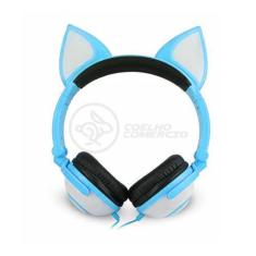 Fone de Ouvido Gatinho Fox Fio Com Led Orelha Gato Dobrável Infantil M