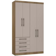 Guarda Roupa Casal Modulado Paris 4 Portas de Bater 4 Gavetas MDP Avelã Pf-Cinammon Pf