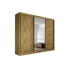 Guarda Roupa Casal Diamond-Toulon Plus 3 Portas de Correr 6 Gavetas MDF Freijó Cumaru Móveis Novo Horizonte