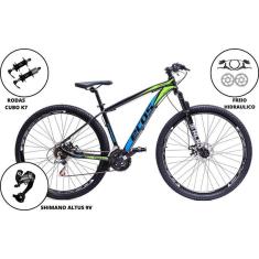 Bicicleta Aro 29 Mtb Ecos Aluminio 27 Marchas Cambio Shimano Altus Freios A Disco Hidraulico-Unissex