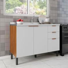 Balcão Bartira Universal com 2 Portas e 3 Gavetas - 120 cm de Largura