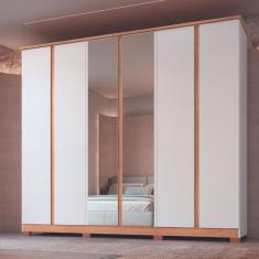 Guarda Roupa Casal com Espelho 6 Portas 4 Gavetas Zeus Móveis Castro