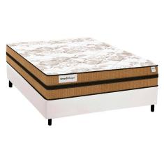 Cama Box Casal: Colchão Molas MasterPocket Ensacadas Plumatex   Smart Milano + Base CRC Courano Branco(138x188)