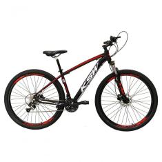 Bicicleta Aro 29 Ksw Xlt Alumínio 24v Câmbios Shimano Garfo Com Trava No Ombro - Preto-vermelho-branco Tam.21