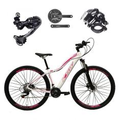Bicicleta Aro 29 Ksw Mwza Feminina Câmbio Deore E Altus 27v F/hidráulicos Garfo Trava - Branco/rosa Tam.17