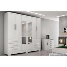 Guarda Roupa Solteiro 6 Portas e 6 Gavetas c/Espelho e Pés Encant Bran