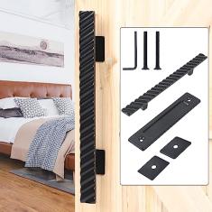 Eumtenr Conjunto de puxadores de porta de celeiro deslizantes de latão maciço, design de dois lados resistente de 30,5 cm, para maçanetas deslizantes de porta de celeiro, portões de garagens, galpões,