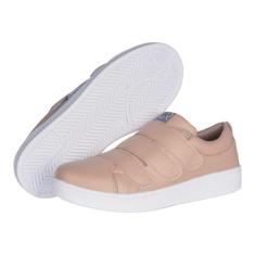 Tênis Unissex Casual Com tiras autocolantes Modelo Crshoes 4024, Nude,