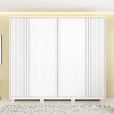 Guarda-roupa Casal Suburban Ripado 6 Portas 6 Gavetas e Pés Espresso Móveis Branco Fosco