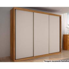 Guarda Roupas 3 Portas de Correr e 6 Gavetas Paradizzo Gold Freijó Cumaru/Branco - Novo Horizonte