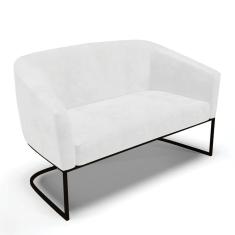 Sofá Namoradeira 2 Lugares Base Industrial Preto Stella Corano Branco D03 - D`Rossi