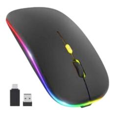 Mouse Sem Fio Recarregável Led Carregador Usb Silencioso - Pandashopp