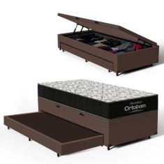 Cama Box Baú com Colchão de Espuma D45 Ortobom Airtech 150 + Auxiliar 