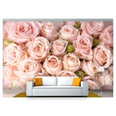 Papel De Parede Flores Rosas Romantico 3D Nfl207 - Você Decora