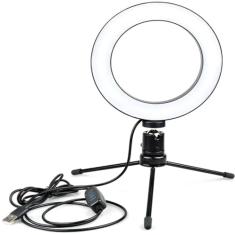 Ring Light Led Mesa Iluminador Pequena Tripé 6 Polegada 16cm