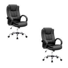 Kit 2 Cadeiras Escritório Giratória Presidente Melbourne Preto
