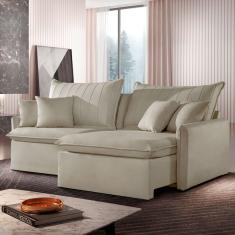 Sofá Cama Retrátil e Reclinável 180cm Colibri Cabecasa Madeiramadeira Creme
