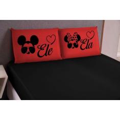 Kit Jogo de Lençol Casal King Box Hipercal Macio Estampado Ele/Ela Cor