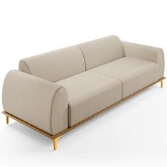 Sofá 03 Lugares Para Sala de Estar Kiev 210 cm D02 Linho Bege C-107 - 