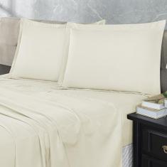 Jogo Lençol 300 Fios Casal 4 Peças  Marfim