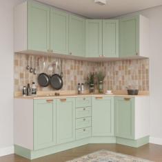 Cozinha Modulada 6 Peças com Tampo 3 Aéreos 6 Portas e 3 Balcões Arizo