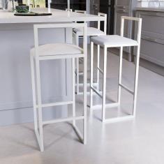 Jogo 2 Banqueta Alta Balcão Bistrô Industrial Branca Assento Estofado 