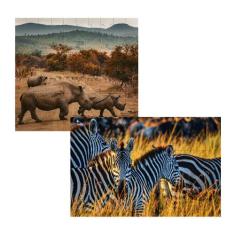 Kit 2 Quebra-cabeças Animais da Savana Africana 24 peças - Coleção TEA