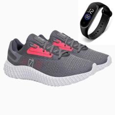 Tênis Ortopédico Feminino Gmm Academia Caminhada Treino Esportivo + Relógio-Feminino