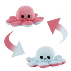 Polvo De Pelúcia Colorido Reversível - Azul E Salmão