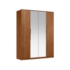 Guarda Roupa Solteiro 4 Portas (2 c/ Espelhos) e 3 Gavetas Attore Nogu