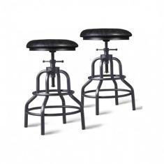 Diwhy Banco de bar vintage industrial, banco de tubo ajustável de altura do balcão de cozinha, banco de ferro fundido, banco de bar giratório, banco de metal, 68 cm, conjunto totalmente soldado de 2