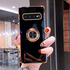 Capa magnética de chapeamento de luxo para Samsung Galaxy A52 A53 S21 FE S22 Ultra S10 S20 Plus Note 20 10 9 A72 A 52 53 Capa de suporte de anel, preta, para Samsung Note20 Ultra