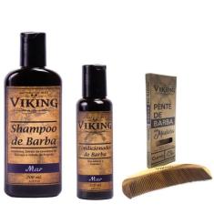 Kit De Barba Com Shampoo, Condicionador E Pente Viking