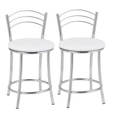 Kit 2 Banquetas Cromadas BC26-C A102 Cromado/Branco