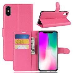 Capa para iPhone XS Plus Carteira de Couro Flip Capa para iPhone XS Plus Capa de Proteção de Telefone Capa com Design Simplificado