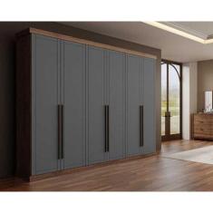 Guarda Roupa Casal 6 Portas E 6 Gavetas Capri 1159 Freijo C- Cinza Titanio - Carraro