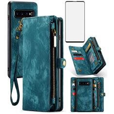 Asuwish Capa de celular para Samsung Galaxy S10 Plus com zíper com protetor de tela de vidro temperado e porta-cartões celular Glaxay S10+ Galaxies S10plus 10S Edge S 10 10 plus capas femininas