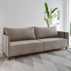 Sofá 3 Lugares 200cm Linho living Mult Viero - Linho Kaiki/Durango