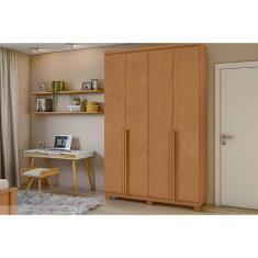 Guarda Roupa 4 Portas  e 2 Gavetas c/ Pés Alonzo Amêndoa - Lopas