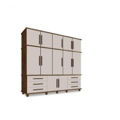 Guarda Roupa Londres Triplex Grande 5 Portas 6 Gavetas Com Maleiro Luapa Móveis Cor:malbec-off White