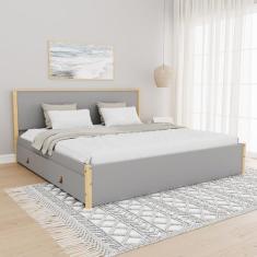 Cama King 4 Gavetas Íris Cabecasa Madeiramadeira Branco/Natural