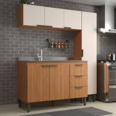 Cozinha Compacta Bia 6 Portas 3 Gavetas Freijó/Off White - Jcarvalho, 