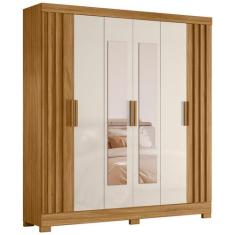 Guarda Roupa Valença 195cm 6 Portas Freijó Off White com portas ripada