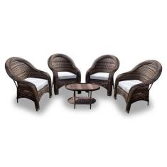 Conjunto de Poltronas Fibra Sintética Karibe - 4 Poltronas + 1 Mesa Ce