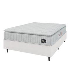 Cama Box Casal Queen Colchão Espuma D45 Lazio Pillow Top 158x198x62cm Branco Hellen