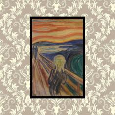 Quadro Com Moldura Preta Arte O Grito De Edvard Munch 90X60 - Plinplin