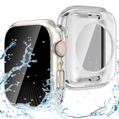 Goton Capa de privacidade à prova d'água compatível com protetor de tela Apple Watch série 9/8/7 de 45 mm, antiespião, para-choque traseiro para acessórios iWatch