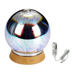 100ML efeito 3D Luz de vidro Low Noise Essencial Aroma Oil Difusor Umidificador