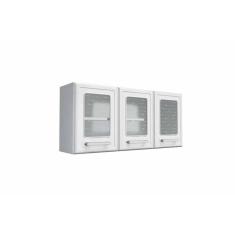 Armário Aéreo P- Cozinha Gourmet 7009 3 Portas C-vidro 120cm Branco - Bertolini